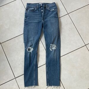 Re/Done Blue Distressed Skinny Jeans